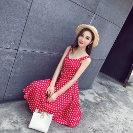 1266 gallus dot wide hem slim waist dress