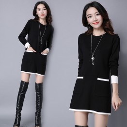 8068 large size loose mid-length sweater dress