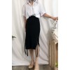 997 autumn solid color loose waist knitted wool skirt