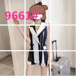 9667 wide stripes vest with shorts