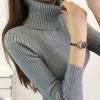 Autumn and winter new short high collar sweater bottoming shirt long sleeves sets thick Slim solid sweater 580