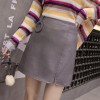 7306 water washing PU leather skirt