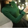 Autumn and winter sweater women 's bottoming shirt semi - high round collar solid color sweater shirt stretch was thin Slim head 628