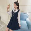 5576 fake two piece casual long sleeve pleated dress