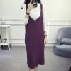 8010 # real long sweater dress female loose Korean version of women's vest skirt strap strap dress new dress