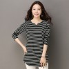 6036 plus size stripes bottoming t-shirt