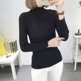 8079 slim high collar base sweater