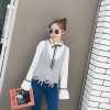 513 Fall Tassel Hollow Sling Short Sleeve Knit Sweater