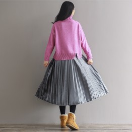 1866 retro velvet pleated skirt