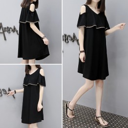 1077-1 Korean fashion off shoulder maternity casual chiffon dress