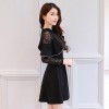 2632 autumn new high collar cloak lace dress