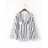8378 chic navy style stripes hooded fake two pieces irregular shirt