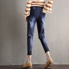 6135 Elastic students loose waist large size harem denim pants