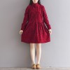 1856 large size long sleeve art retro jacquard thick long dress