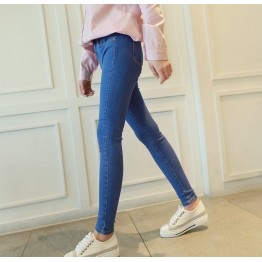 Autumn 2017 Korean version of the new was thin jeans women nine points pants high waist Slim feet wild students pencil pants