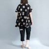 8790 large size women's cotton printing dots waist  T-shirt