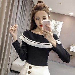 365 color matching stripes bottoming sweater shirt