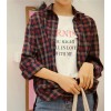 9152 Korean fashion loose retro red plaid shirt