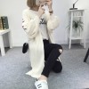 8088 # 2017 new women's sweater cardigan jacket embroidered lantern sleeves loose long sweater