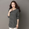 6036 plus size stripes bottoming t-shirt