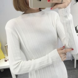 8086 slim semi-high collar Korean fashion long sleeve sweater
