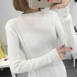 8086 slim semi-high collar Korean fashion long sleeve sweater