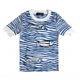 1049 stripes small fish bottoming shirt