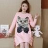 1602 # maternity dress autumn dress Korean loose cotton cat printing pregnant women dress