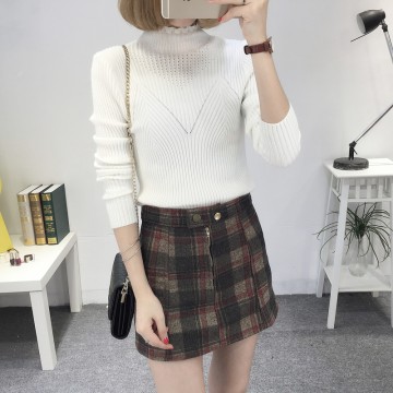 8080 # autumn and winter new Slim was thin high collar collar sweater female Korean long-sleeved wild base sweater