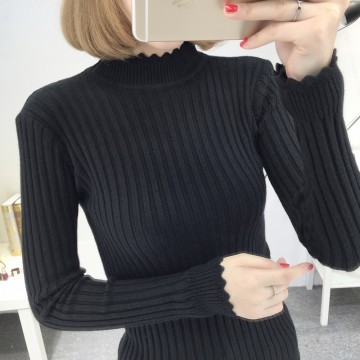 8077 Korean fashion Slim underwear solid color sweater