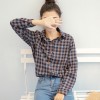 Korean fashion loose retro red plaid shirt female long-sleeved shirt 9152#