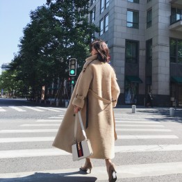 6633 Turkey Lamb Fur long coat  