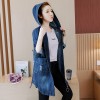 882 # real shot 2017 spring and autumn new Korean denim jacket female mid section hooded big size women's jacket
