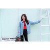 1438 rose embroidery letters and snake printed backl denim jacket