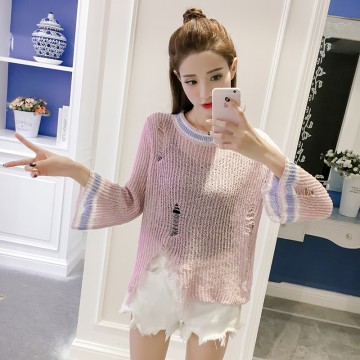 Shirt Knit Sweatshirt Long Sleeve Loose Shirt Short Sleeve Collar Top Blouse 555