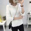 8073 # autumn and winter new women's Korean sweater women's bottom shirt wave collar collar Slim was thin sweater