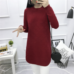 9090 autumn and winter Korean fashion pure color long knitting sweater