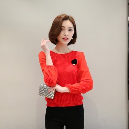 8028 elastic lace chiffon bottoming shirt