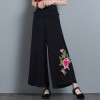 329 # cotton and linen embroidery large size national wide leg pants