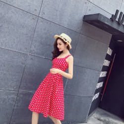 1266 gallus dot wide hem slim waist dress