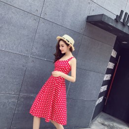 1266 gallus dot wide hem slim waist dress