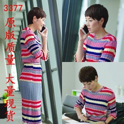 9662 Autumn and summer new knit long dress