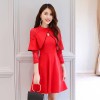 2632 autumn new high collar cloak lace dress