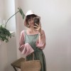 563 Korean fashion chic gallus dress with loose t-shirt two pieces