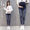 126 pregnant women autumn and winter holes slim pencil jeans