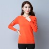 1878 autumn and winter embroidery long sleeve short backing sweater