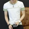 Summer new men's short-sleeved T-shirt round neck tonic striped cotton bottoming shirt half-sleeved men 1011