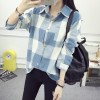 5010 autumn new Korean style plaid long sleeves loose joker shirt