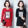 Korean fashion the new pattern slim women 's pattern printed thickening woolen t-shirt 8089