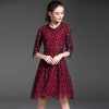 6279 autumn new slim eyelashes lace seven-point sleeve dress